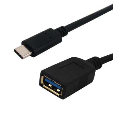 USB 3.1 Type-C Male to AFemale Cable 5G 3A - 1 ft - Black