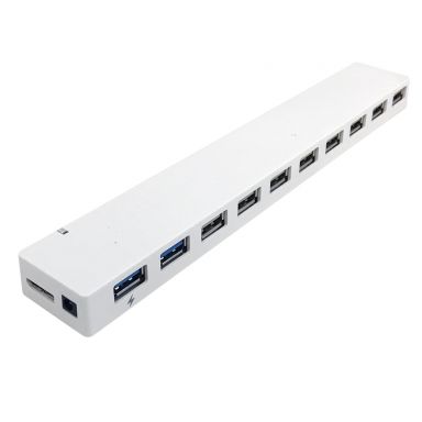 10-Port USB 3.0 Hub (2X USB3.0, 8X USB 2.0 + Charger) -White