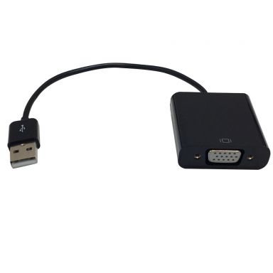 6 Inch USB 2.0 A Male to VGA Female Adapter - Black