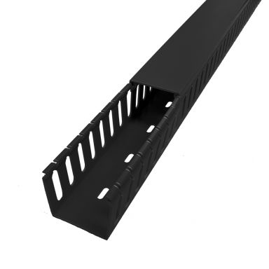 6 ft Plastic Wiring Duct with cover 2X 2 - Black
