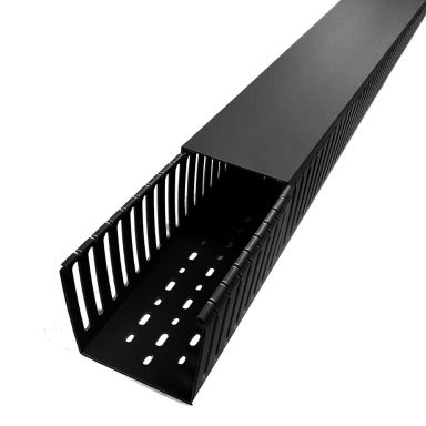 6 ft Plastic Wiring Duct with cover 4X4 - Black