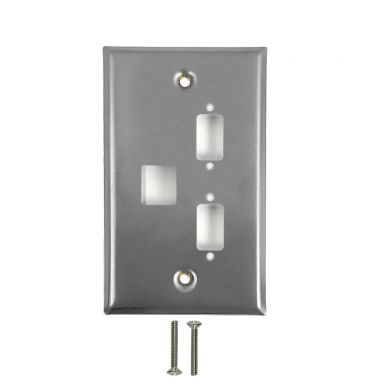 Single Gang, 2 X DB9, 1X Keystone Stainless Steel Wallplate