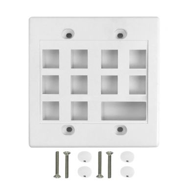 Wall Plate, 10-Port Keystone+ 1-Port Dual Keystone,Double Gang - White