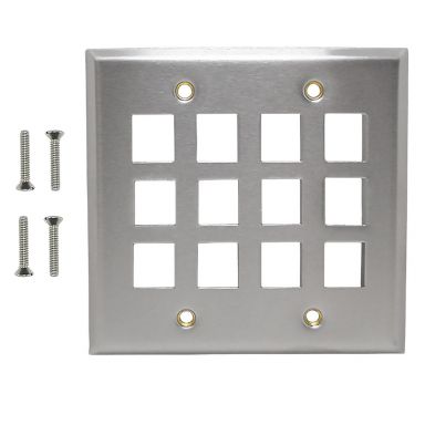 Double Gang, 12 X Keystone Stainless Steel Wall Plate