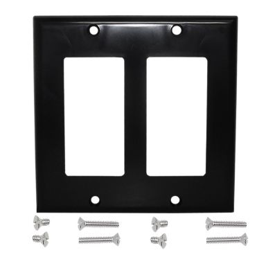 Decora Double Gang Wall Plate- Black