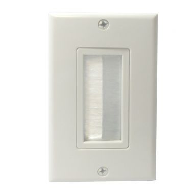 Cable Pass-Through Wallplate, Brush Style, Single Gang Decora - White