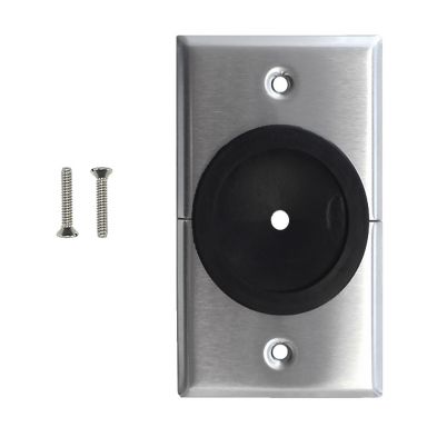 Cable Pass-Through Wallplate, Removable Bottom,Single Gang - Stainless Steel