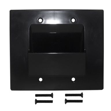 Cable Pass-Through Wallplate, Double Gang - Black