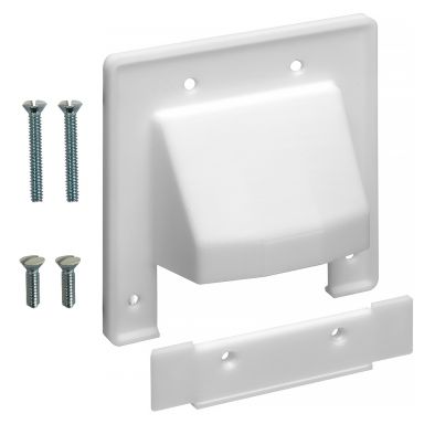 Cable Pass-Through Wallplate, Removable Bottom,Double Gang - White